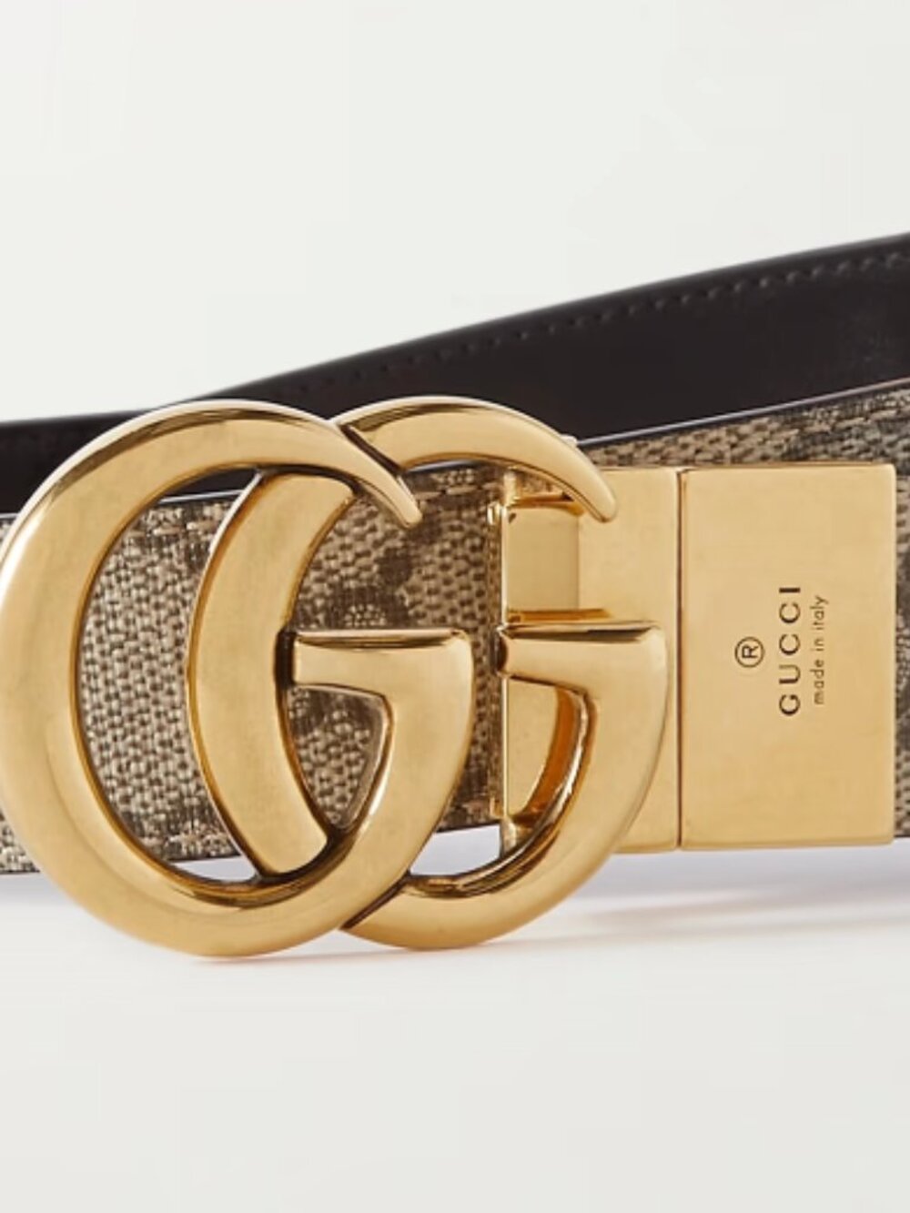GUCCI Monogram Reversible leather and coated-canvas belt